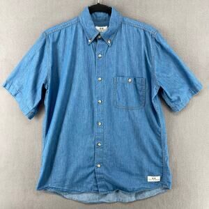 Muttonhead Canada Denim Camp Shirt Womens XL Blue Collared Button Down Pocket